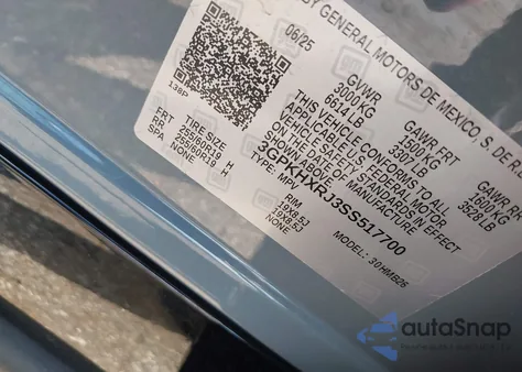 2025 Honda Prologue Touring z USA, uszkodzony, nr VIN 3GPKHXRJ3SS517700